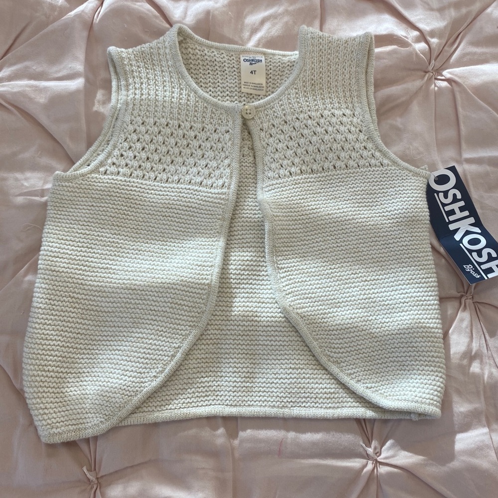 Cream knit with gold threads warm vest